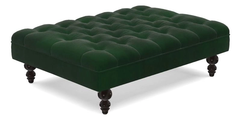 Bedham Footstool in RHS Gertrude Jekyll Lattice Green Alwinton 3 Seater Sofa in RHS Collection on Velvet William Hooker