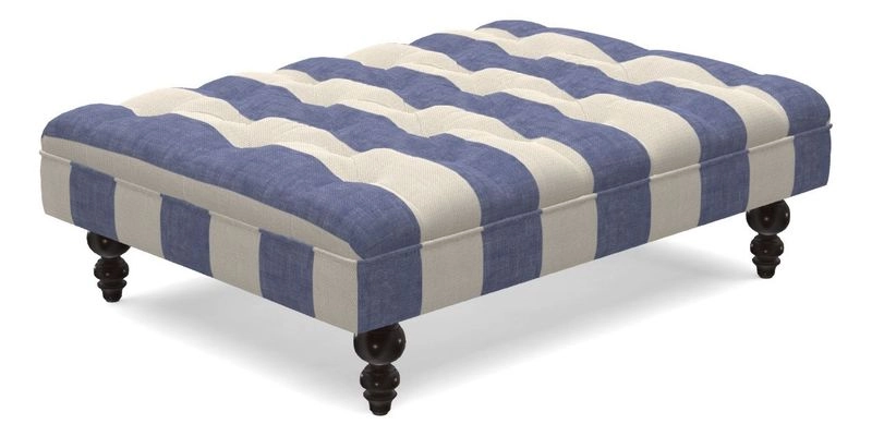 Bedham Footstool in RHS Gertrude Jekyll Lattice Green Alwinton 3 Seater Sofa in RHS Collection on Velvet William Hooker