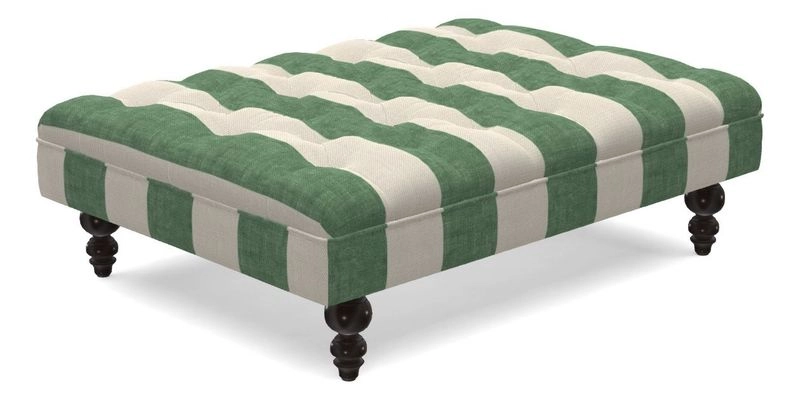 Bedham Footstool in RHS Gertrude Jekyll Lattice Green Alwinton 3 Seater Sofa in RHS Collection on Velvet William Hooker