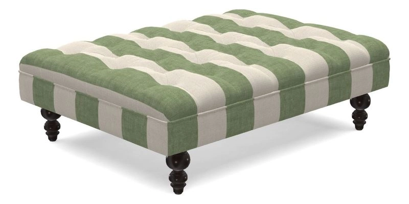 Bedham Footstool in RHS Gertrude Jekyll Lattice Green Alwinton 3 Seater Sofa in RHS Collection on Velvet William Hooker