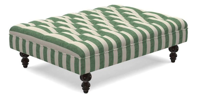 Bedham Footstool in RHS Gertrude Jekyll Lattice Green Alwinton 3 Seater Sofa in RHS Collection on Velvet William Hooker