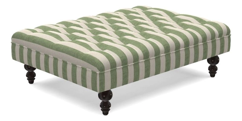 Bedham Footstool in RHS Gertrude Jekyll Lattice Green Alwinton 3 Seater Sofa in RHS Collection on Velvet William Hooker