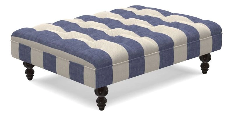 Bedham Footstool in RHS Gertrude Jekyll Lattice Green Alwinton 3 Seater Sofa in RHS Collection on Velvet William Hooker