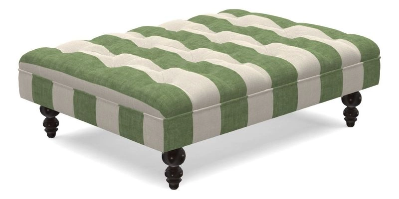 Bedham Footstool in RHS Gertrude Jekyll Lattice Green Alwinton 3 Seater Sofa in RHS Collection on Velvet William Hooker