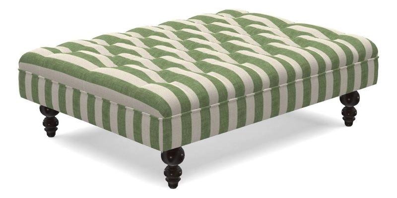 Bedham Footstool in RHS Gertrude Jekyll Lattice Green Alwinton 3 Seater Sofa in RHS Collection on Velvet William Hooker