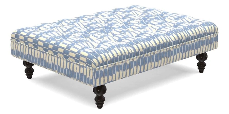 Bedham Footstool in RHS Gertrude Jekyll Lattice Green Alwinton 3 Seater Sofa in RHS Collection on Velvet William Hooker