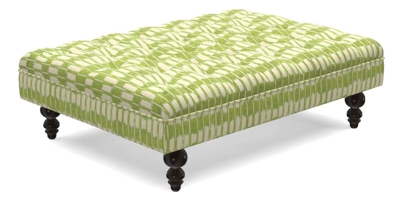 Bedham Footstool in RHS Gertrude Jekyll Lattice Green Alwinton 3 Seater Sofa in RHS Collection on Velvet William Hooker