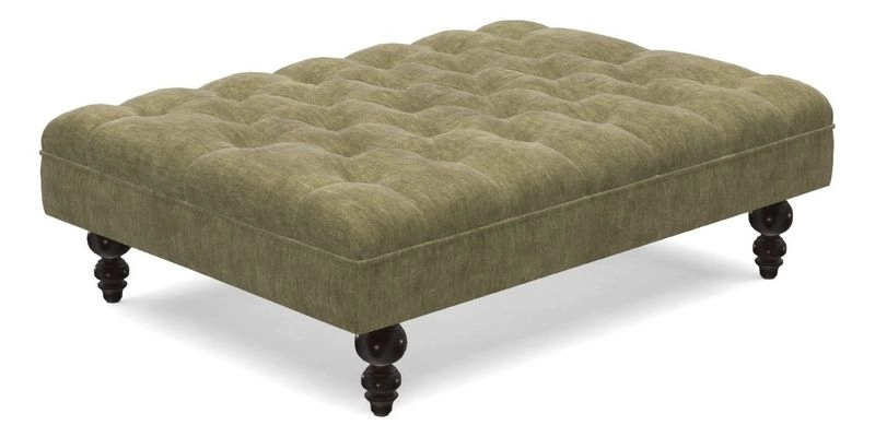 Bedham Footstool in RHS Gertrude Jekyll Lattice Green Alwinton 3 Seater Sofa in RHS Collection on Velvet William Hooker