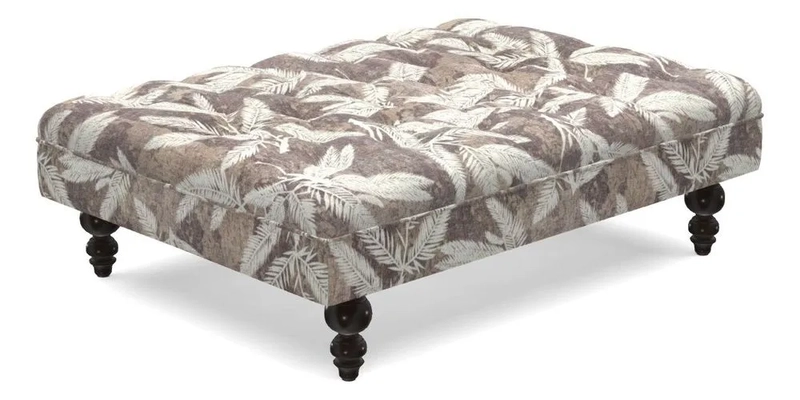 Bedham Footstool in RHS Gertrude Jekyll Lattice Green Alwinton 3 Seater Sofa in RHS Collection on Velvet William Hooker