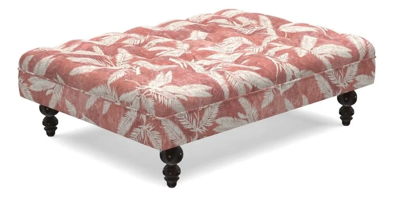 Bedham Footstool in RHS Gertrude Jekyll Lattice Green Alwinton 3 Seater Sofa in RHS Collection on Velvet William Hooker