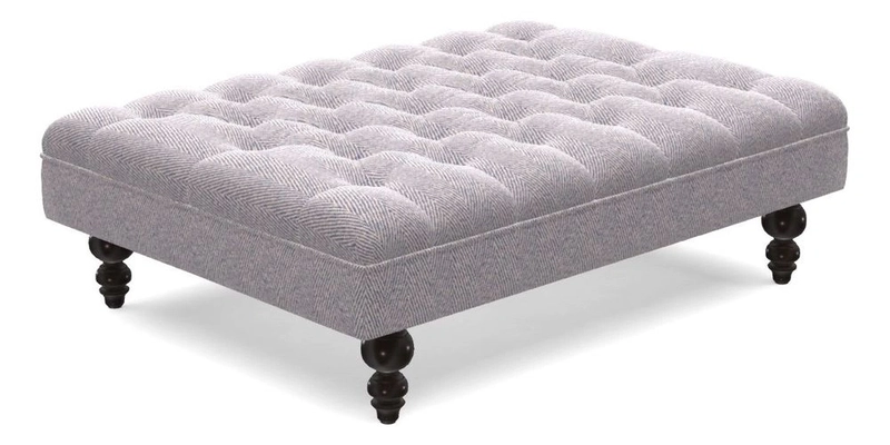 Bedham Footstool in RHS Gertrude Jekyll Lattice Green Alwinton 3 Seater Sofa in RHS Collection on Velvet William Hooker