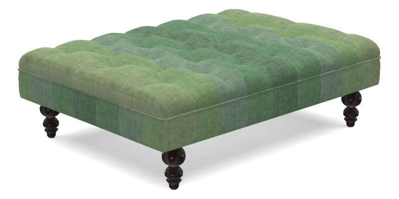 Bedham Footstool in RHS Gertrude Jekyll Lattice Green Alwinton 3 Seater Sofa in RHS Collection on Velvet William Hooker