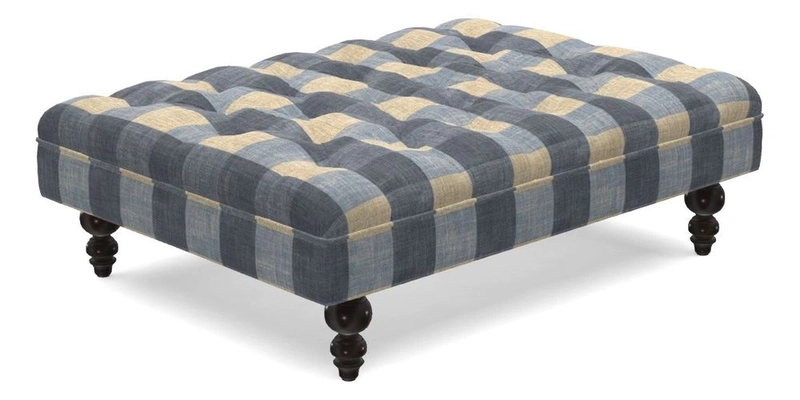 Bedham Footstool in RHS Gertrude Jekyll Lattice Green Alwinton 3 Seater Sofa in RHS Collection on Velvet William Hooker