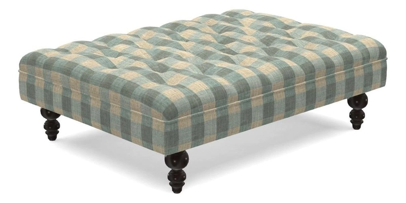 Bedham Footstool in RHS Gertrude Jekyll Lattice Green Alwinton 3 Seater Sofa in RHS Collection on Velvet William Hooker