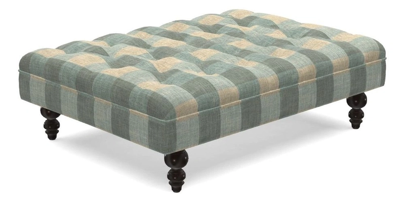 Bedham Footstool in RHS Gertrude Jekyll Lattice Green Alwinton 3 Seater Sofa in RHS Collection on Velvet William Hooker