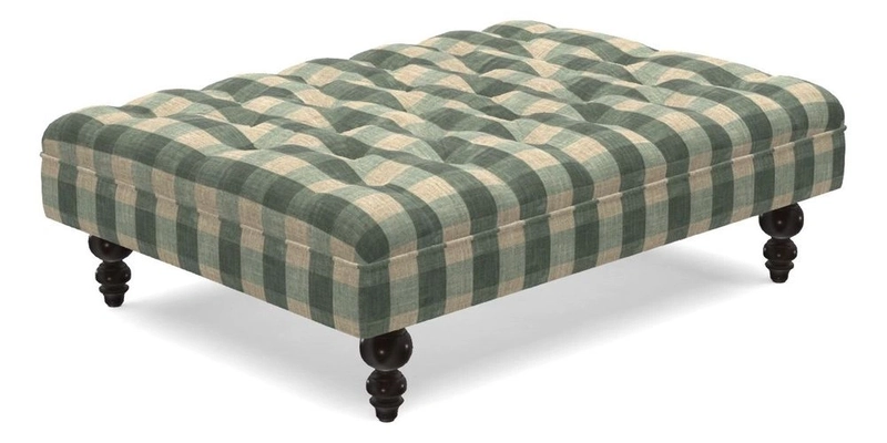 Bedham Footstool in RHS Gertrude Jekyll Lattice Green Alwinton 3 Seater Sofa in RHS Collection on Velvet William Hooker