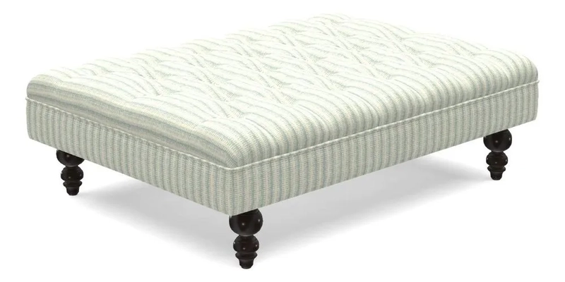 Bedham Footstool in RHS Gertrude Jekyll Lattice Green Alwinton 3 Seater Sofa in RHS Collection on Velvet William Hooker