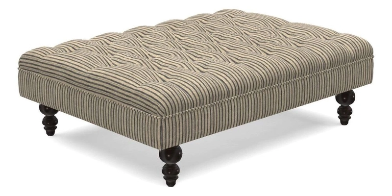 Bedham Footstool in RHS Gertrude Jekyll Lattice Green Alwinton 3 Seater Sofa in RHS Collection on Velvet William Hooker