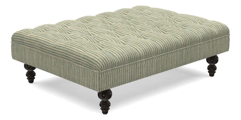 Bedham Footstool in RHS Gertrude Jekyll Lattice Green Alwinton 3 Seater Sofa in RHS Collection on Velvet William Hooker