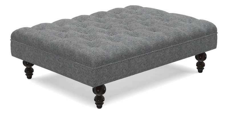 Bedham Footstool in RHS Gertrude Jekyll Lattice Green Alwinton 3 Seater Sofa in RHS Collection on Velvet William Hooker
