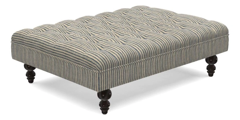 Bedham Footstool in RHS Gertrude Jekyll Lattice Green Alwinton 3 Seater Sofa in RHS Collection on Velvet William Hooker