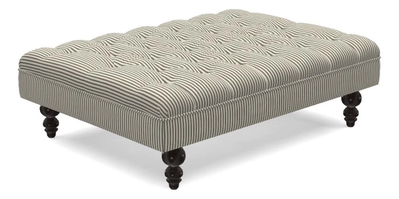 Bedham Footstool in RHS Gertrude Jekyll Lattice Green Alwinton 3 Seater Sofa in RHS Collection on Velvet William Hooker