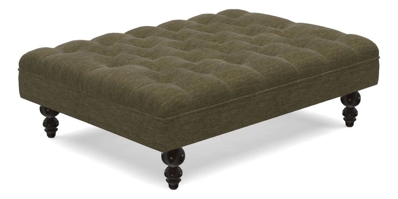 Bedham Footstool in RHS Gertrude Jekyll Lattice Green Alwinton 3 Seater Sofa in RHS Collection on Velvet William Hooker