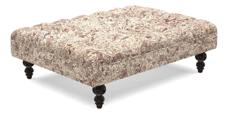 Bedham Footstool in RHS Gertrude Jekyll Lattice Green Alwinton 3 Seater Sofa in RHS Collection on Velvet William Hooker