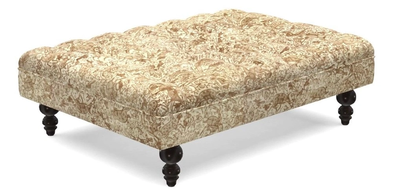 Bedham Footstool in RHS Gertrude Jekyll Lattice Green Alwinton 3 Seater Sofa in RHS Collection on Velvet William Hooker