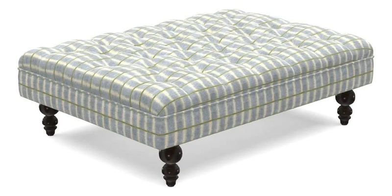 Bedham Footstool in RHS Gertrude Jekyll Lattice Green Alwinton 3 Seater Sofa in RHS Collection on Velvet William Hooker
