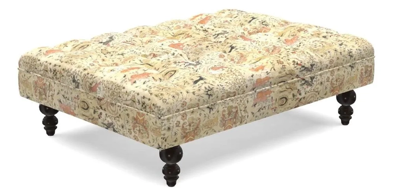 Bedham Footstool in RHS Gertrude Jekyll Lattice Green Alwinton 3 Seater Sofa in RHS Collection on Velvet William Hooker