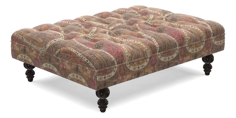 Bedham Footstool in RHS Gertrude Jekyll Lattice Green Alwinton 3 Seater Sofa in RHS Collection on Velvet William Hooker