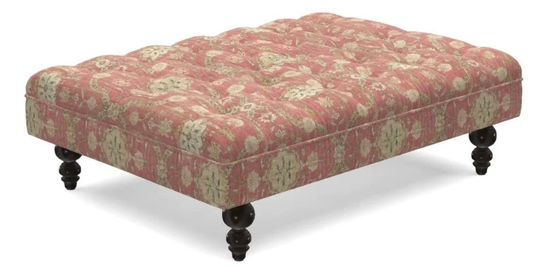 Bedham Footstool in RHS Gertrude Jekyll Lattice Green Alwinton 3 Seater Sofa in RHS Collection on Velvet William Hooker