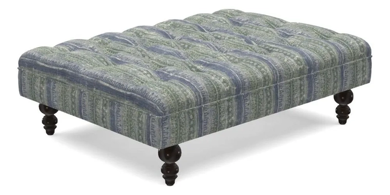 Bedham Footstool in RHS Gertrude Jekyll Lattice Green Alwinton 3 Seater Sofa in RHS Collection on Velvet William Hooker