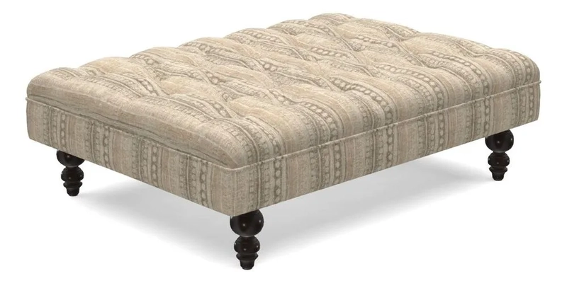 Bedham Footstool in RHS Gertrude Jekyll Lattice Green Alwinton 3 Seater Sofa in RHS Collection on Velvet William Hooker