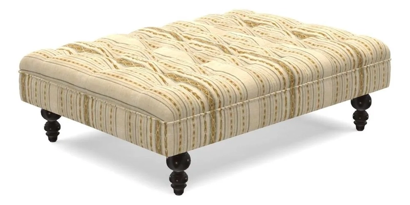 Bedham Footstool in RHS Gertrude Jekyll Lattice Green Alwinton 3 Seater Sofa in RHS Collection on Velvet William Hooker