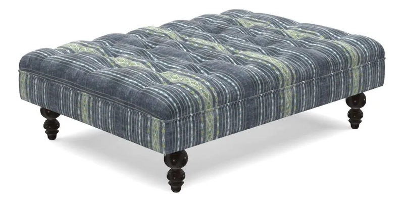 Bedham Footstool in RHS Gertrude Jekyll Lattice Green Alwinton 3 Seater Sofa in RHS Collection on Velvet William Hooker