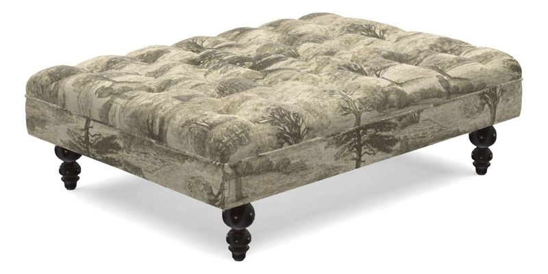Bedham Footstool in RHS Gertrude Jekyll Lattice Green Alwinton 3 Seater Sofa in RHS Collection on Velvet William Hooker