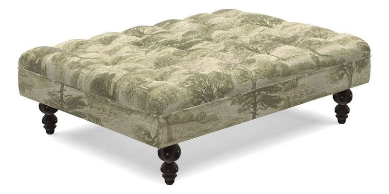 Bedham Footstool in RHS Gertrude Jekyll Lattice Green Alwinton 3 Seater Sofa in RHS Collection on Velvet William Hooker