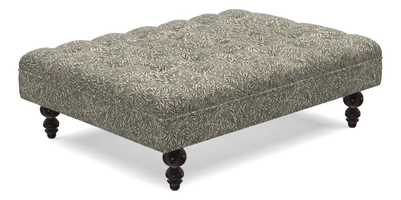 Bedham Footstool in RHS Gertrude Jekyll Lattice Green Alwinton 3 Seater Sofa in RHS Collection on Velvet William Hooker