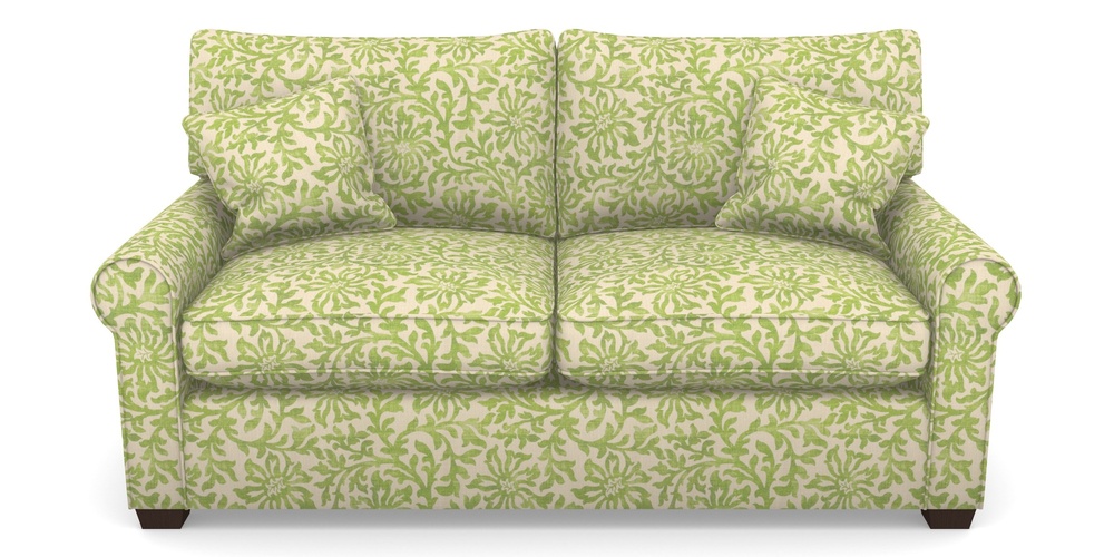 Product photograph of Bignor Sofa Bed 2 5 Seater Sofa Bed In V A Brompton Collection - Floral Scroll - Lime from Sofas and Stuff Limited