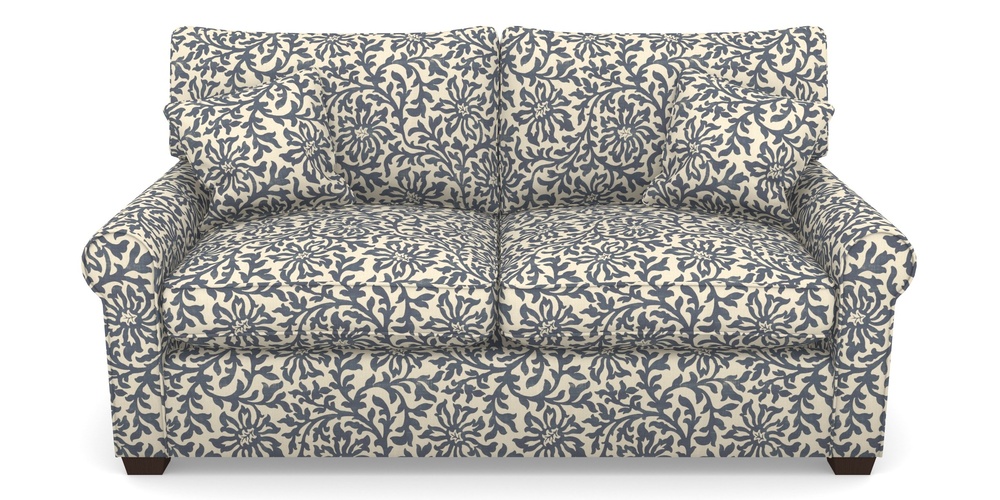 Product photograph of Bignor Sofa Bed 2 5 Seater Sofa Bed In V A Brompton Collection - Floral Scroll - Midnight Blue from Sofas and Stuff Limited