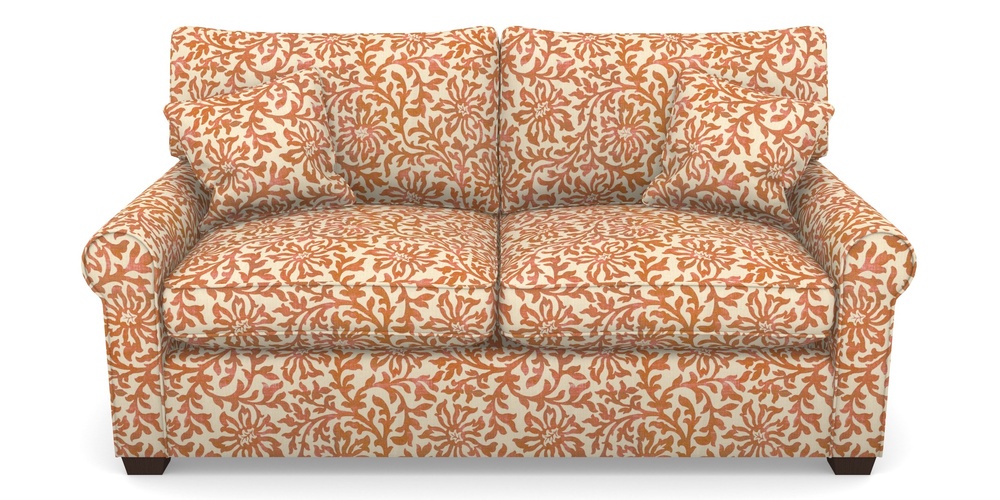 Product photograph of Bignor Sofa Bed 2 5 Seater Sofa Bed In V A Brompton Collection - Floral Scroll - Terracotta from Sofas and Stuff Limited