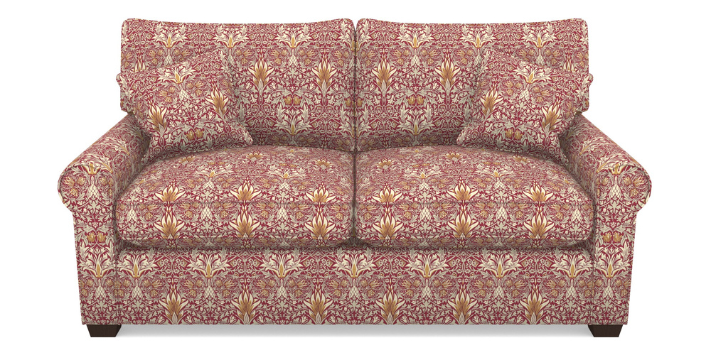 Product photograph of Bignor Sofa Bed 2 5 Seater Sofa Bed In William Morris Collection - Snakeshead - Claret Gold from Sofas and Stuff Limited