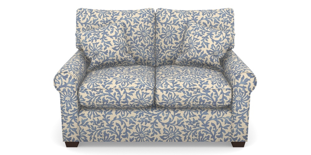 Product photograph of Bignor Sofa Bed 2 Seater Sofa Bed In V A Brompton Collection - Floral Scroll - Morning Blue from Sofas and Stuff Limited