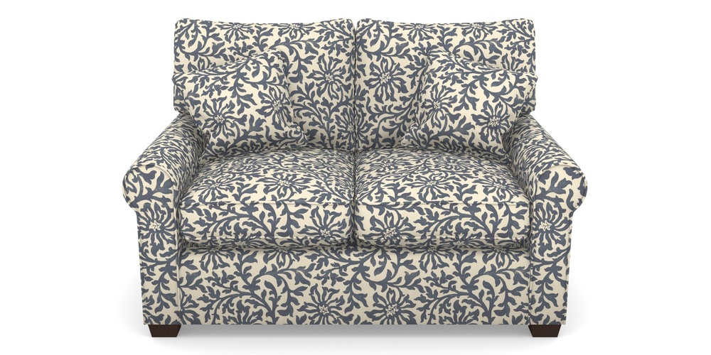 Product photograph of Bignor Sofa Bed 2 Seater Sofa Bed In V A Brompton Collection - Floral Scroll - Midnight Blue from Sofas and Stuff Limited