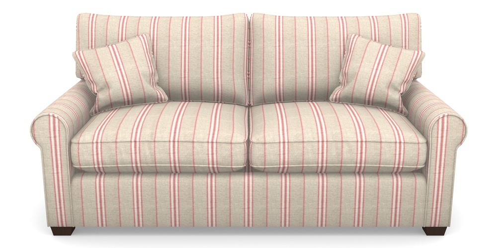 Product photograph of Bignor Sofa Bed 3 Seater Sofa Bed In Cloth 18 Stripes - Regimental - Cranberry from Sofas and Stuff Limited