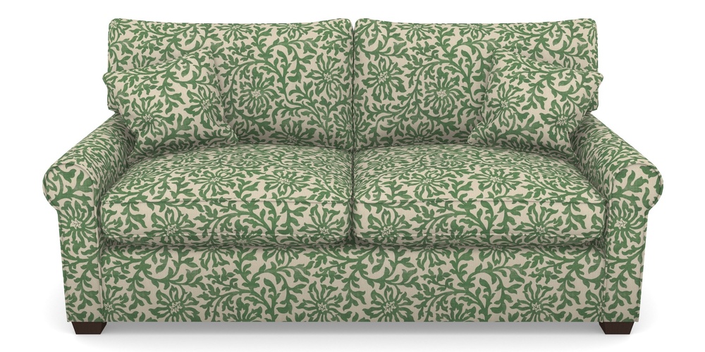 Product photograph of Bignor Sofa Bed 3 Seater Sofa Bed In V A Brompton Collection - Floral Scroll - Basil from Sofas and Stuff Limited