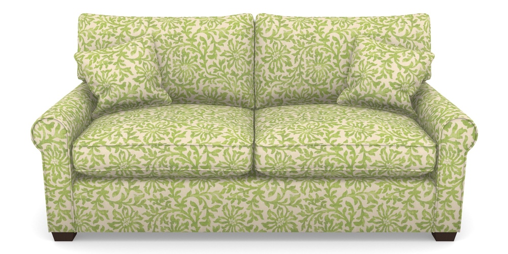 Product photograph of Bignor Sofa Bed 3 Seater Sofa Bed In V A Brompton Collection - Floral Scroll - Lime from Sofas and Stuff Limited