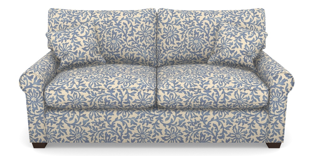 Product photograph of Bignor Sofa Bed 3 Seater Sofa Bed In V A Brompton Collection - Floral Scroll - Morning Blue from Sofas and Stuff Limited